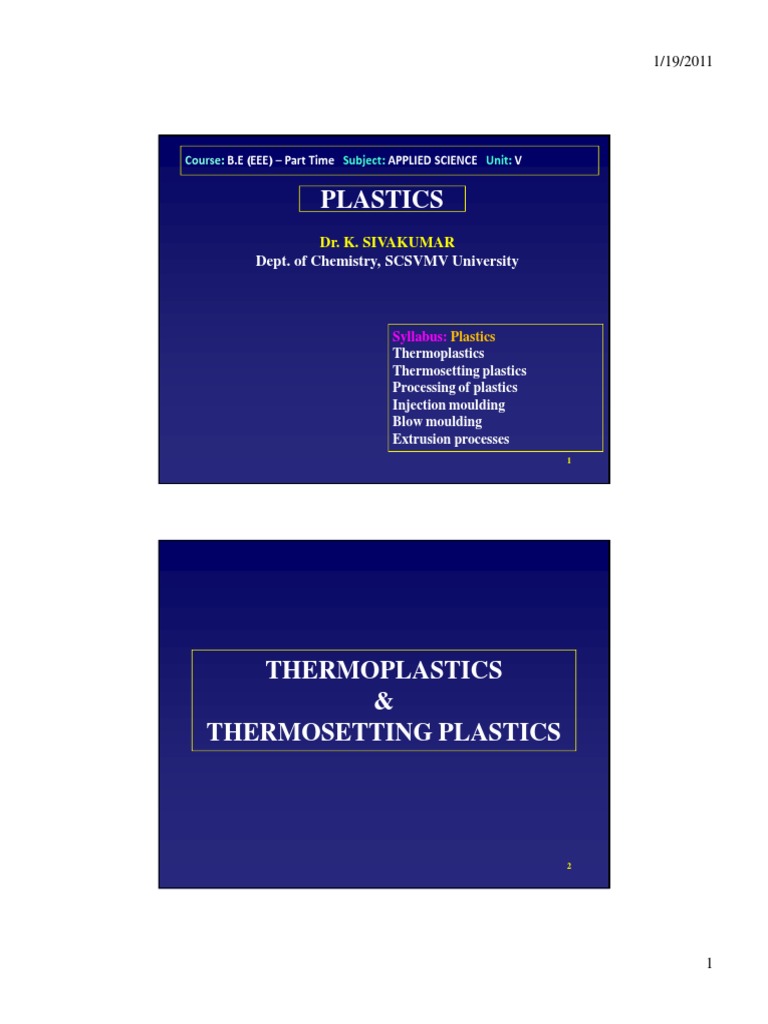 Thermoplastics vs. Thermosetting Plastics | PDF | Thermoplastic | Plastic