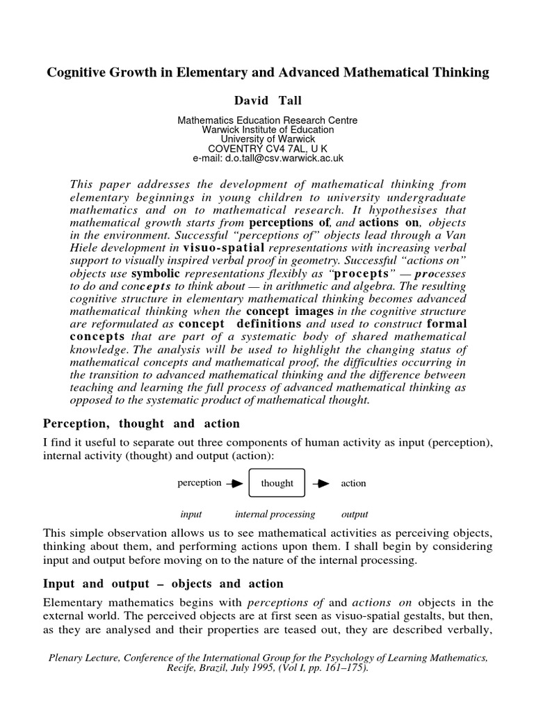 Advanced Mathematical Thinking PDF PDF Mathematical Proof Axiom