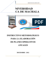 Universidad Tecnica de Machala: Instructivo Metodológico para La Elaboración de Planes Operativos Anuales