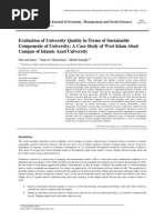 Evaluation of University Quality in Terms of Sustainable Components of University