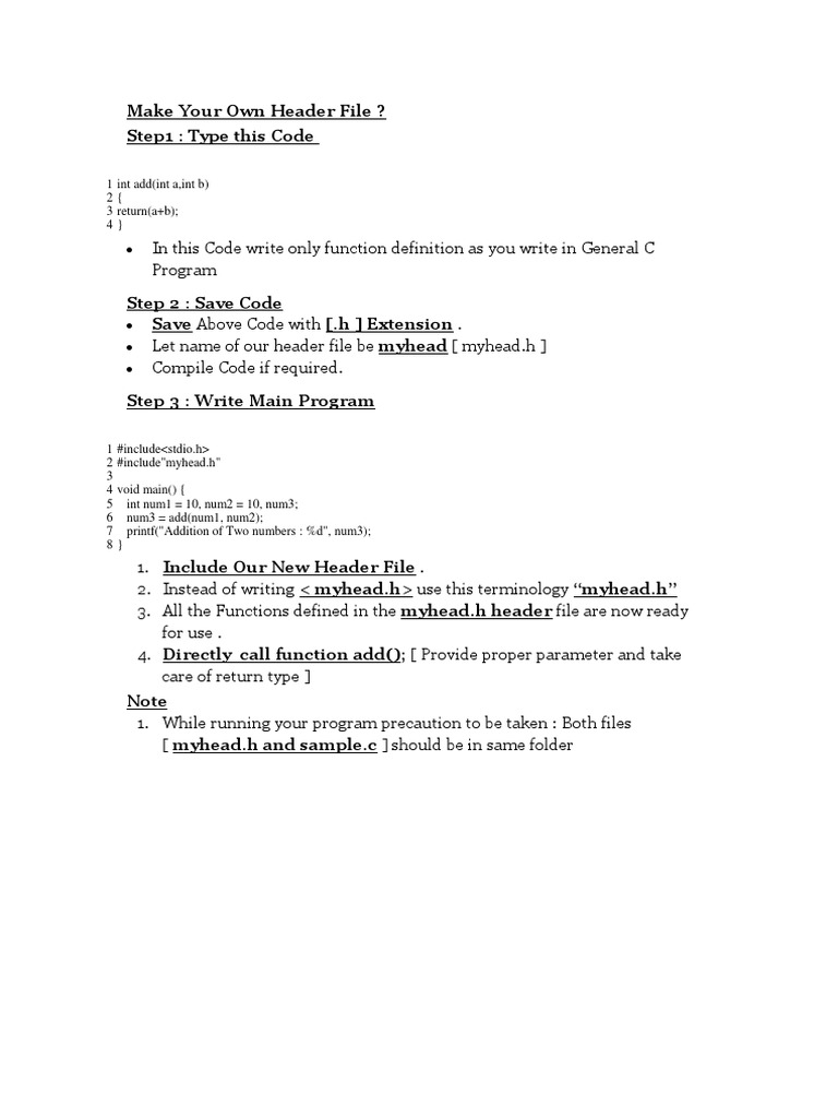 Make Your Own Header File (C Programming) | PDF | C (Programming ...