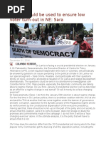 Military Could Be Used To Ensure Low Voter Turn-Out in NE Sara