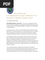 U.S. Department of State Addresses U.N. Aid Halt in Somalia, Guinea Crisis