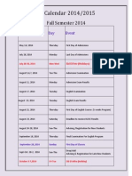 Updated University Calendar 2014-2015 - Dec 24.2014