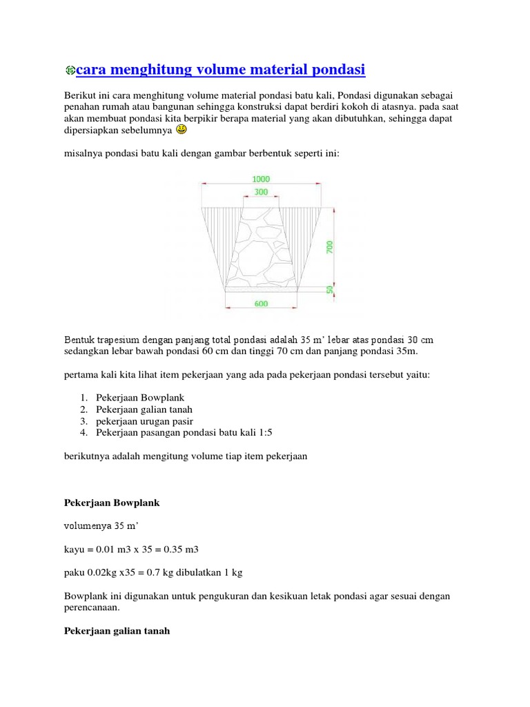 Cara Menghitung Volume Material Pondasidocx