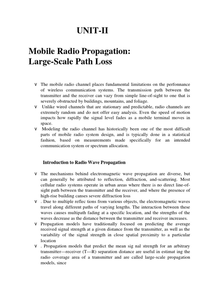 Mobile Radio Path Loss Models Explained | PDF | Radio Propagation | Waves