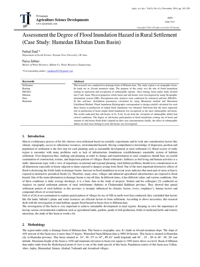 Assessment The Degree of Flood Inundation Hazard in Rural Settlement ...