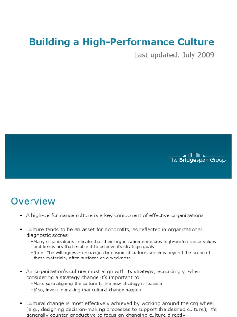 Building a High-Performance Culture | PDF | Strategic Management ...