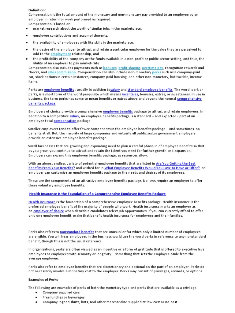 Definition Employment PDF Fair Labor Standards Act Employee Benefits