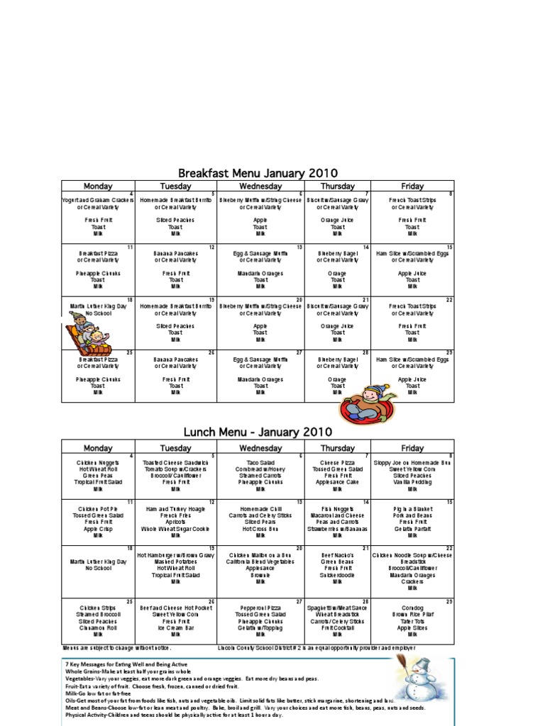 Breakfast Menu January 2010 | PDF | Food And Drink | Cooking