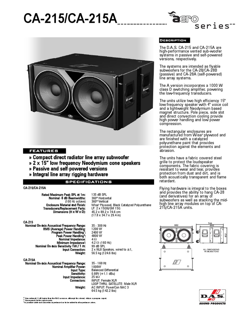 HighPerformance Vented Subwoofer Systems Specifications and Performance Data for the D.A.S. CA