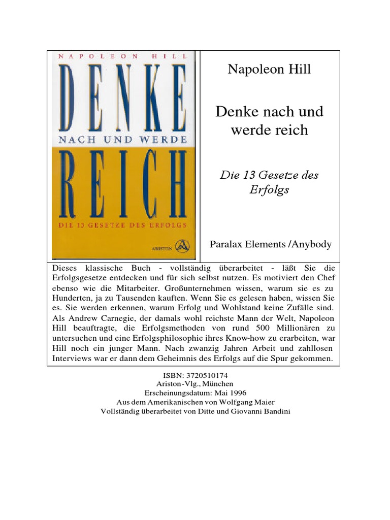 napoleon hill denke nach und werde reich pdf