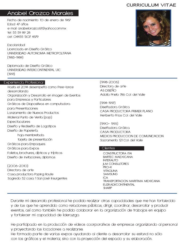 Perfil Profesional de Anabel Orozco | PDF