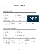 Mechanics Cheat Sheet: Uniform Rectilinear Motion