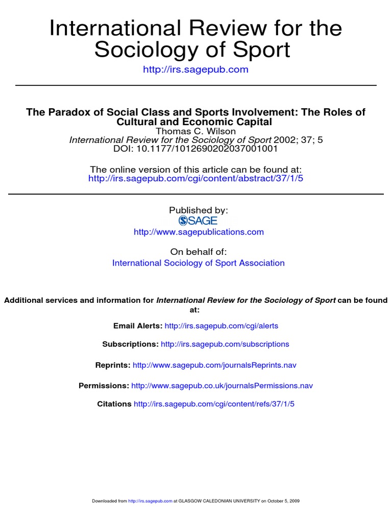 The Paradox of Social Class and Sports Involvement Download Free
