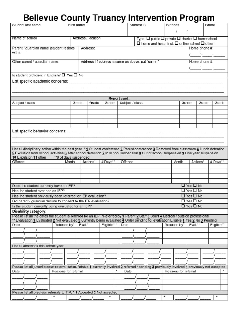 Truancy Intervention Form2 | PDF | Self-Improvement | Wellness