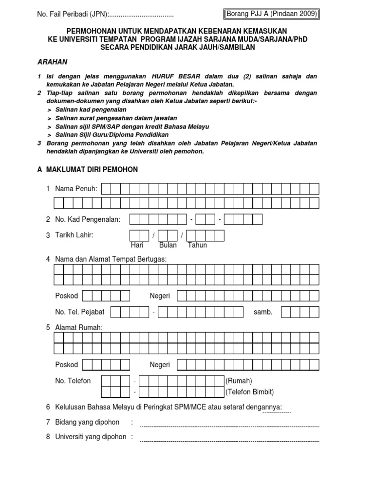 Borang Pjj A Pdf