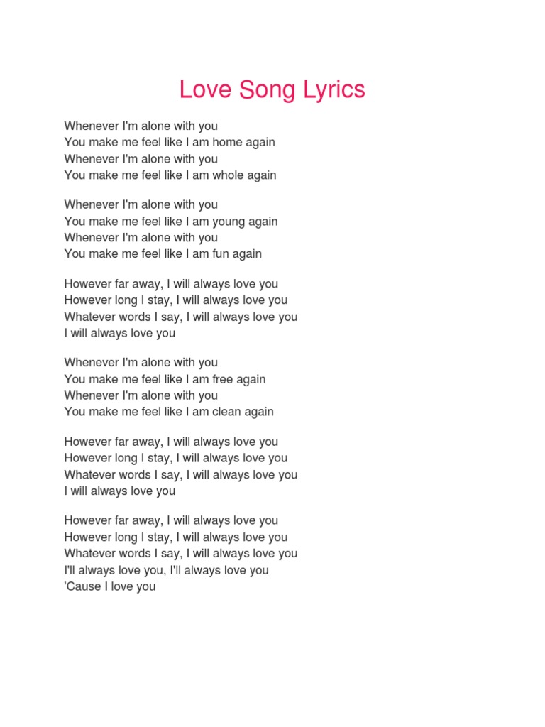 I Love You Song Lyrics
