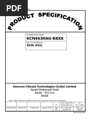 KCN463HAG Compressor Specifications | PDF | Air Conditioning | Gas