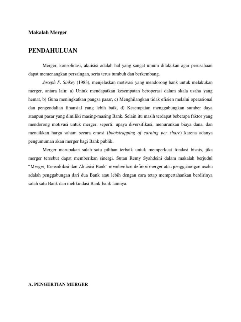 Makalah Merger Dan Akuisisi