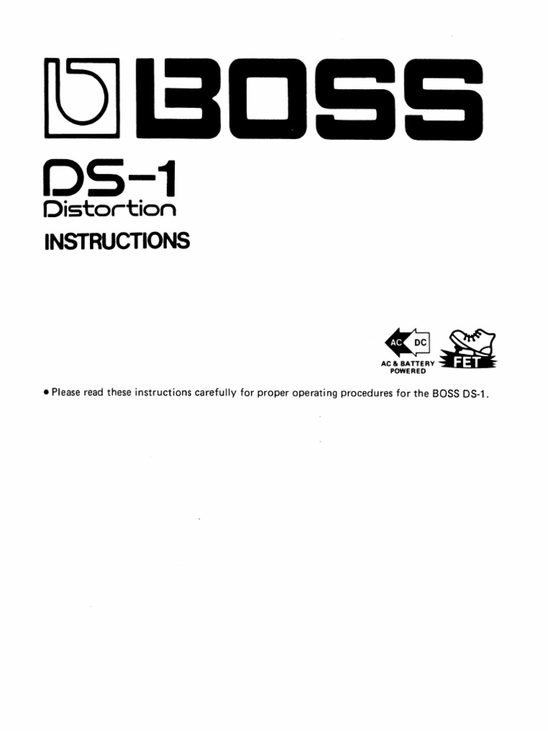 BOSS DS-1 Owner's Manual | Sound Production | Music