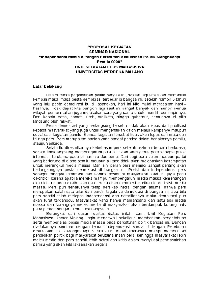 Proposal Seminar Nasional 2008 | PDF | Ilmu Sosial | Pengembangan Diri