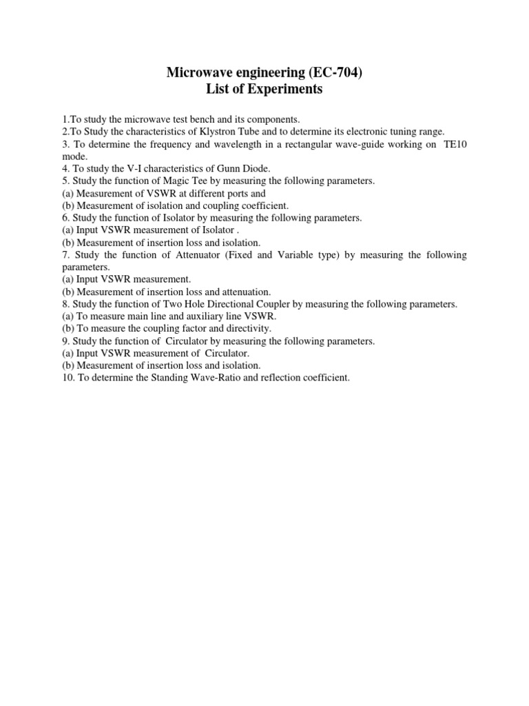 Microwave Engineering Experiments Rgpv Pdf Transmission Line