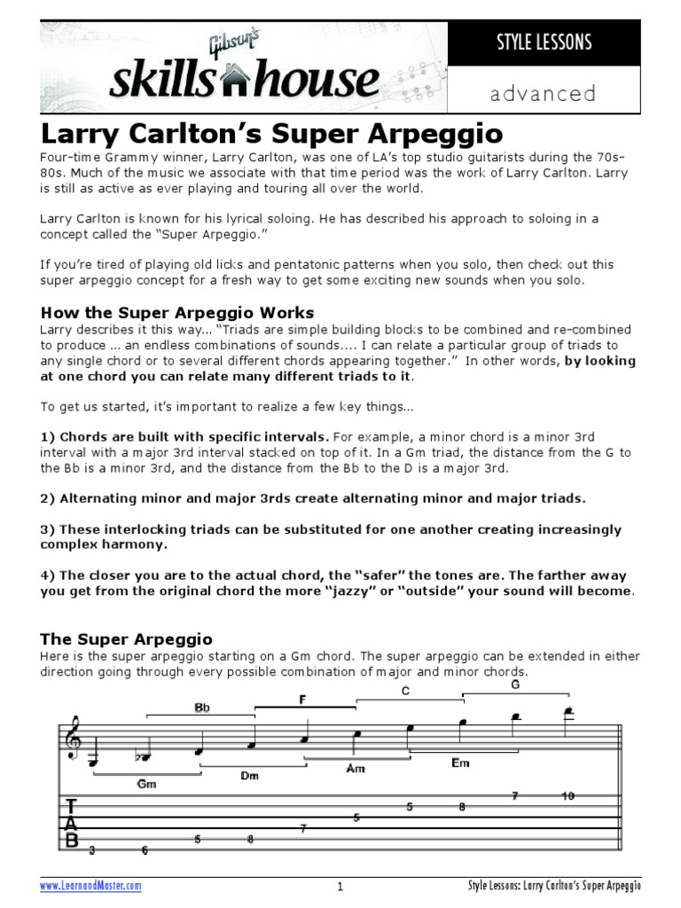 Larry Carlton's Super Arpeggio Guide | PDF | Chord (Music) | Jazz