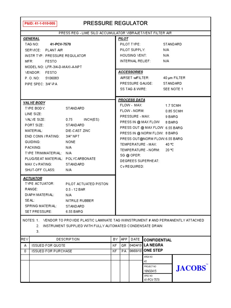 Pressure Regulator Specifications | PDF