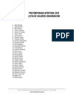 Club Olimpia - Pretemporada - Lista de Viajeros