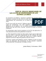 Defensa Logró El 2014 El Mejor Nivel de Ejecución de Inversiones de Los Últimos 10 Años