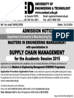 Supply Chain Management: Admission Notice