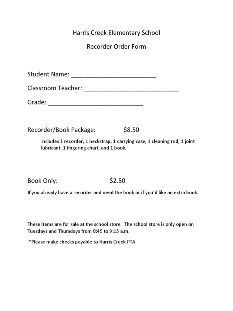 Recorder Order Form | PDF | Self-Improvement | Wellness