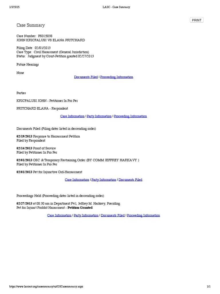 LASC - Case Summary | PDF