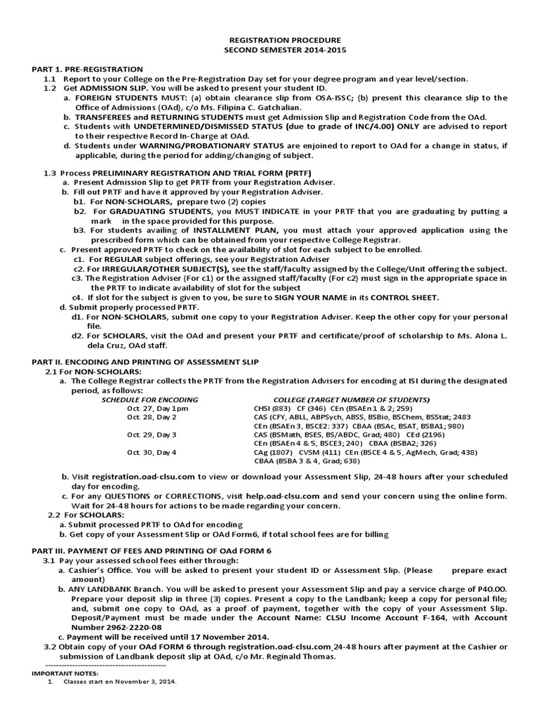 Second Semester Registration Guide | PDF | Fee | Government