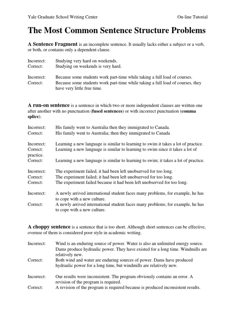 Common Sentence Structure Issues | PDF