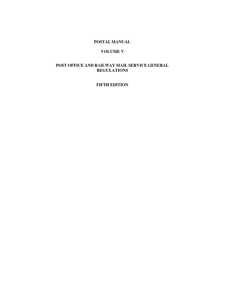 Postal Manual Volume V Overview | PDF | Mail | United States Postal Service