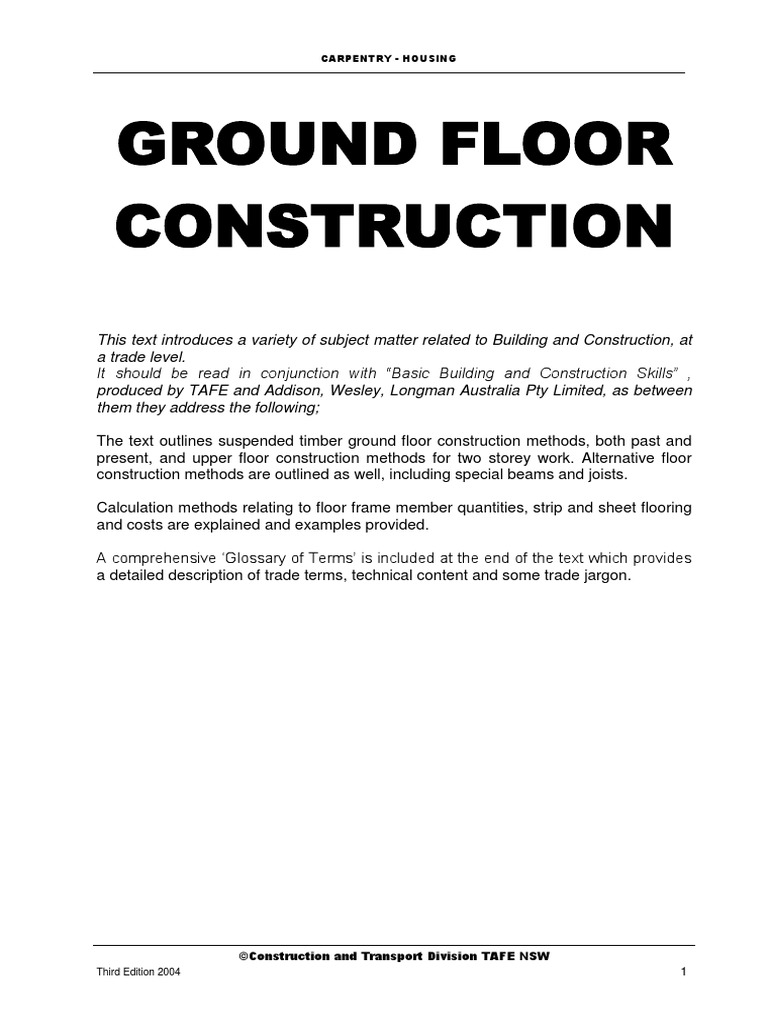 Ground Floor Textbook PDF | PDF | Framing (Construction) | Lumber