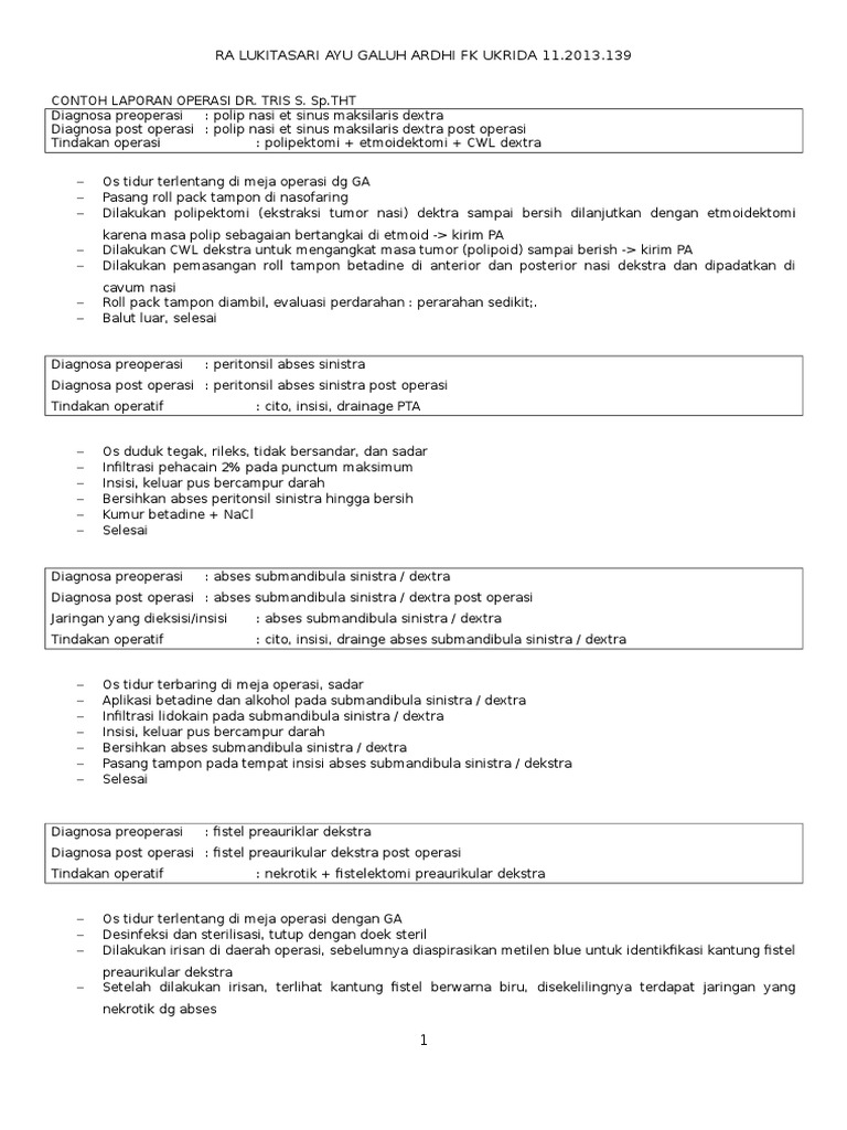 Contoh Laporan Operasi