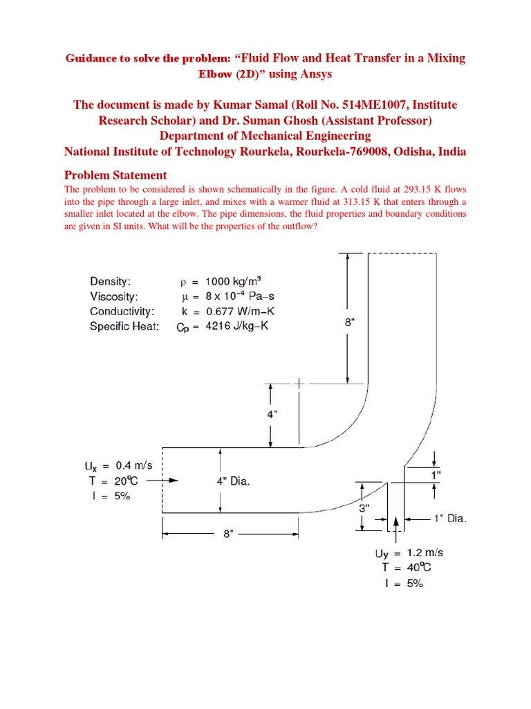 Ansys Guide: Fluid Flow in Mixing Elbow | PDF | Pipe (Fluid Conveyance ...