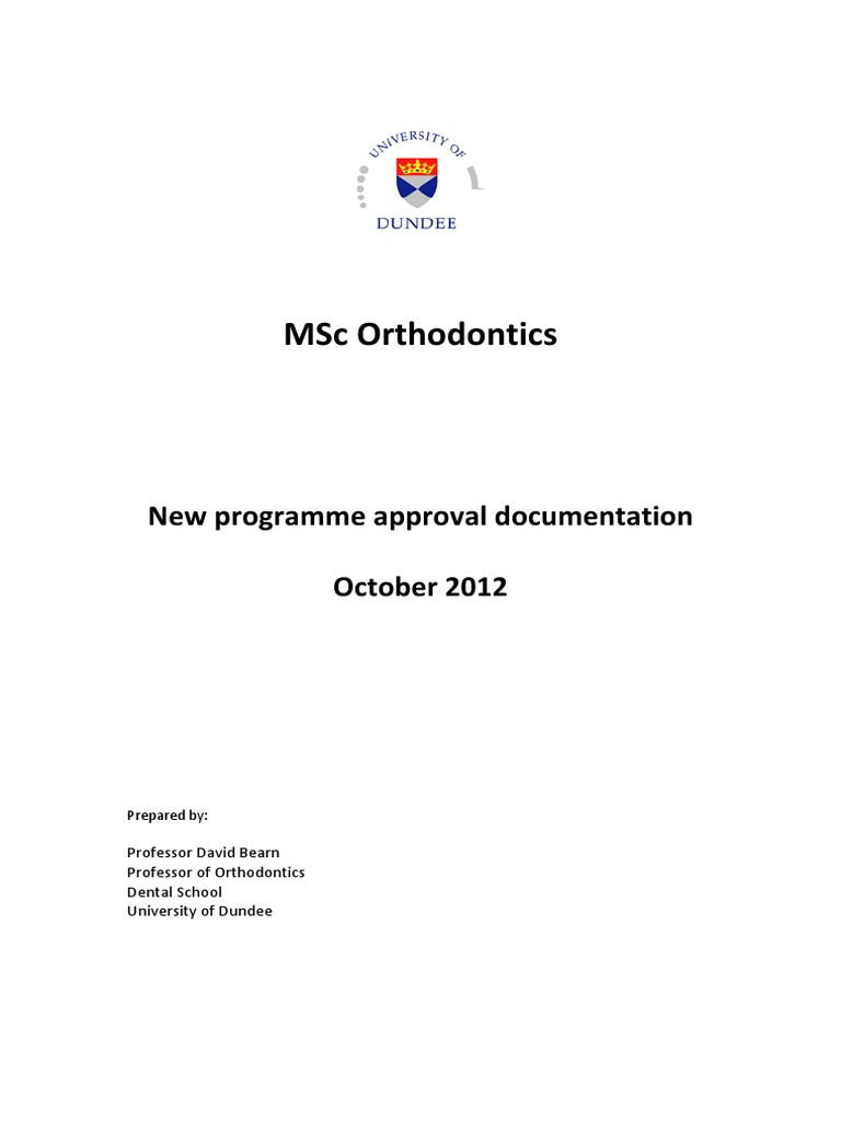 MSC Orthodontics Programme Documentation PDF Orthodontics