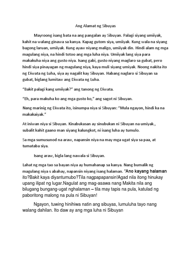 Ang Alamat NG Sibuyas | PDF