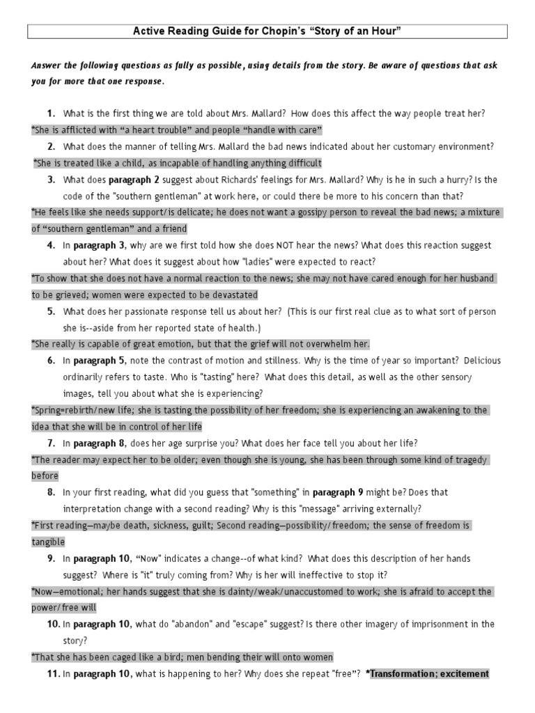 The Story of an HourAnnotated Guide