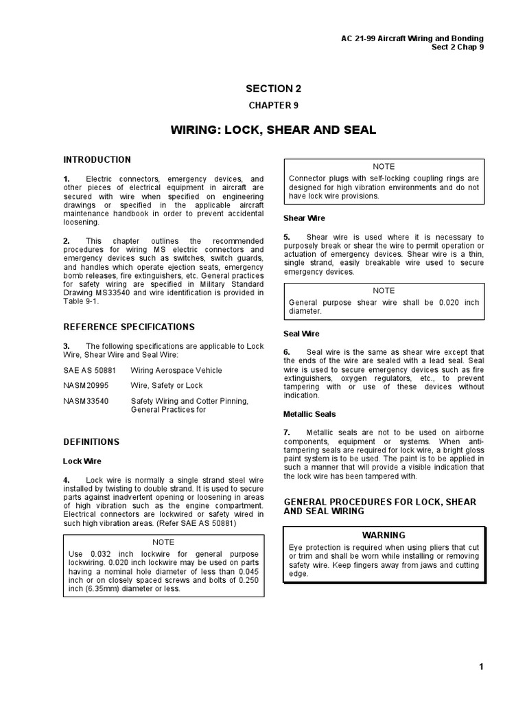 Aircraft Lock Wiring Procedures | PDF | Electrical Connector ...