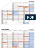 2015 Calendar Landscape 2 Pages Linear