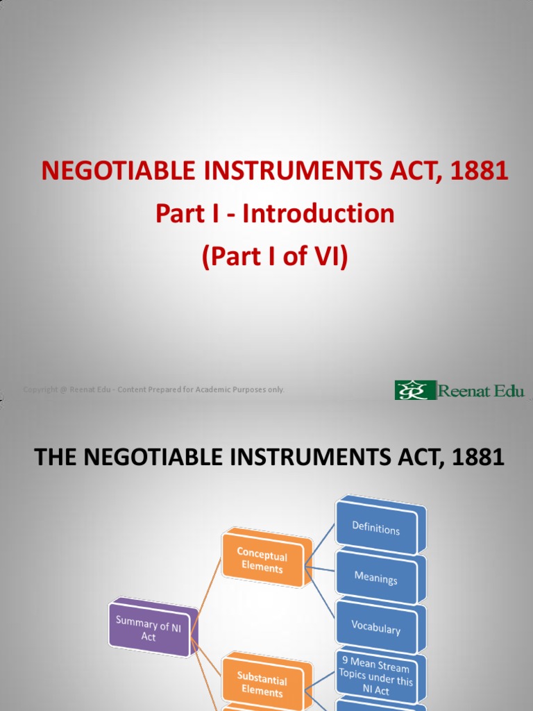 Introduction - Negotiable Instruments Act | PDF | Negotiable Instrument ...