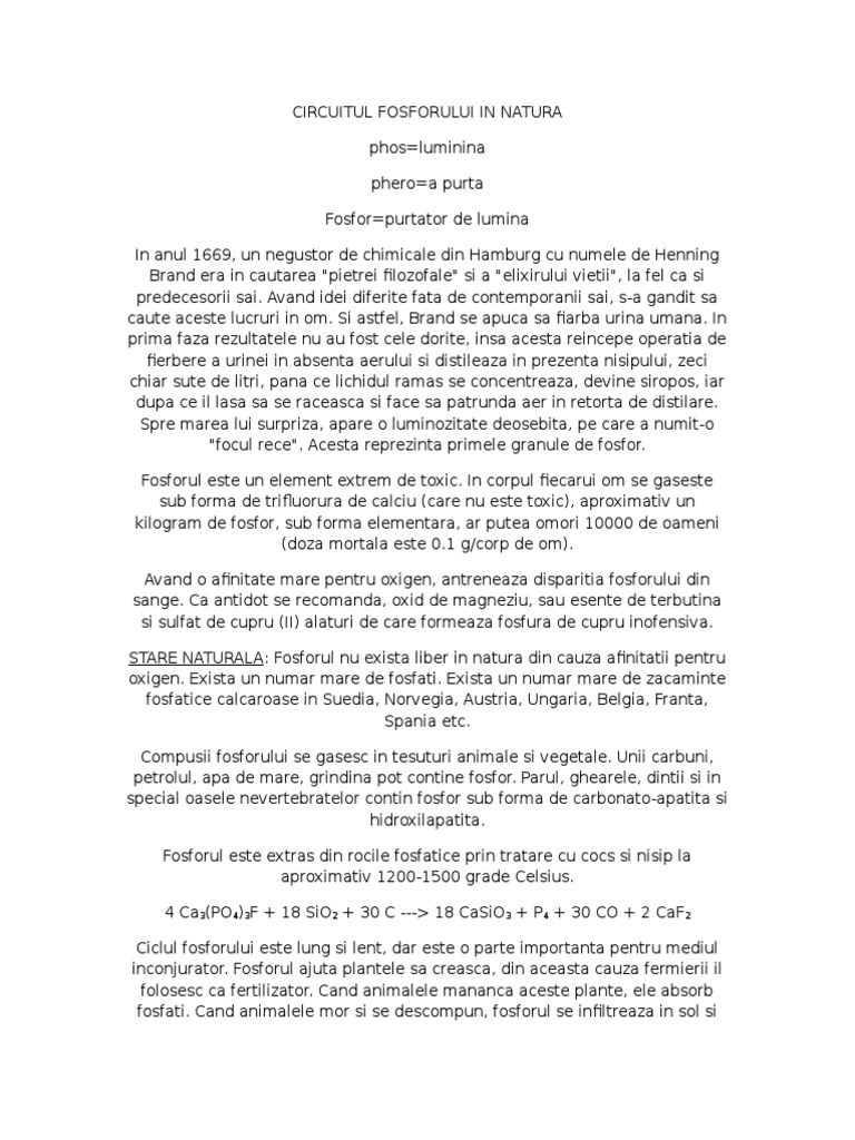 Circuitul Fosforului in Natura | PDF