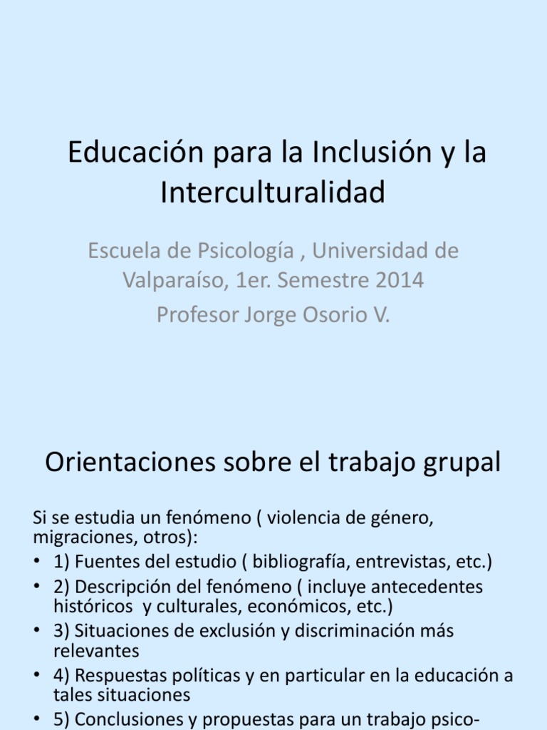 Educaci n Para La Inclusi n E Interculturalidad Sesi n 3