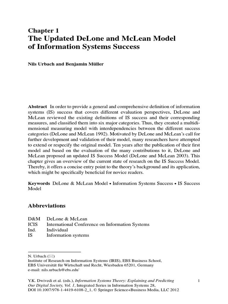 Delone and Mclean Is Success Model (ISSM) 2003 | PDF | Information