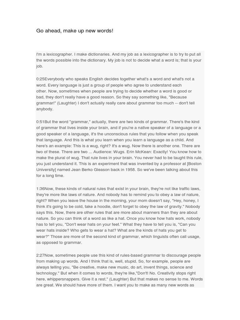 Go Ahead PDF Part Of Speech Noun